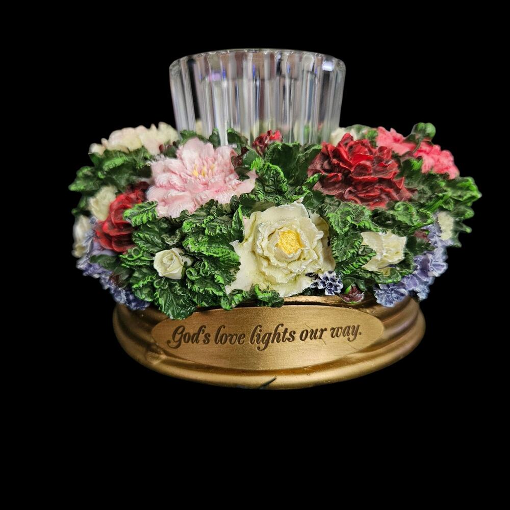 God's Love Lights Our Way Floral Votive Candle Holder Christian Home Decor
